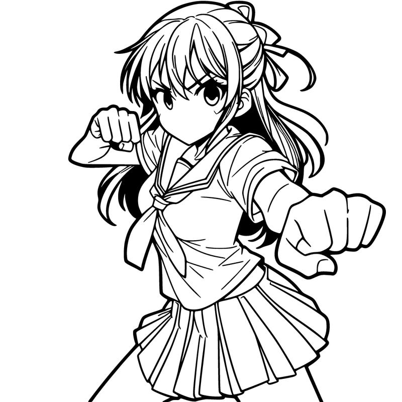 manga girl ready to fight