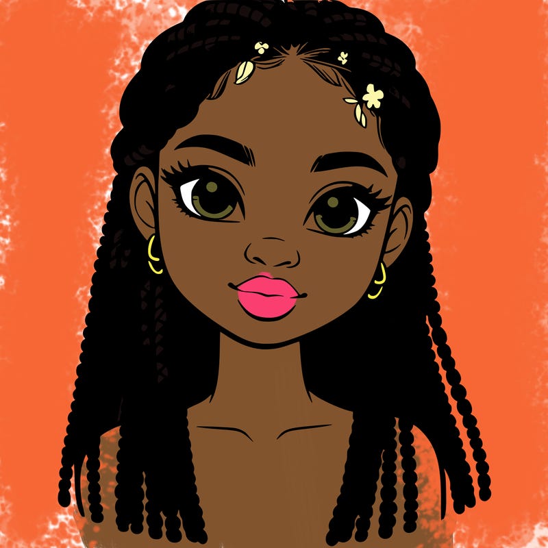 a realistic black girl with braids