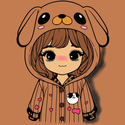 realistic girl in dog pjs