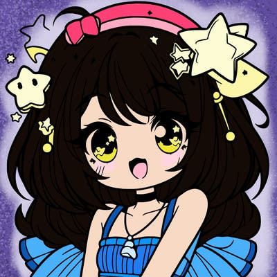 cute anime girl with star accessories