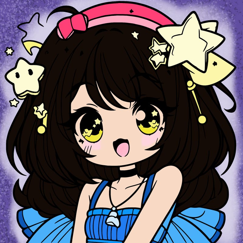 cute anime girl with star accessories