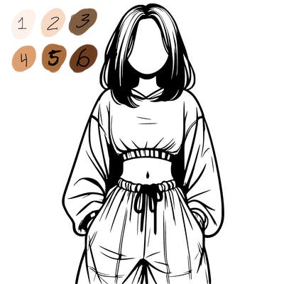 realistic girl faceless with baggy pants and a crop top