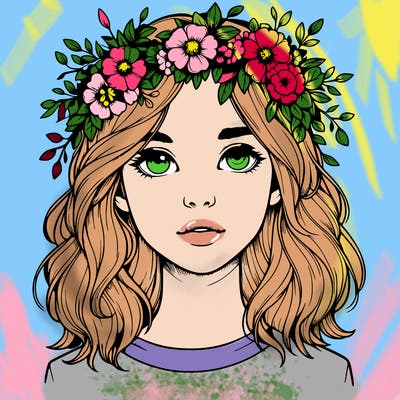 realistic girl with flower crown