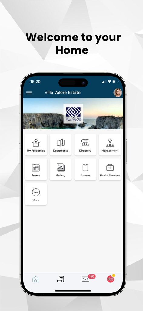 GLOCMS Community - User dashboard of the GLOCMS Community app for property management and resident services.