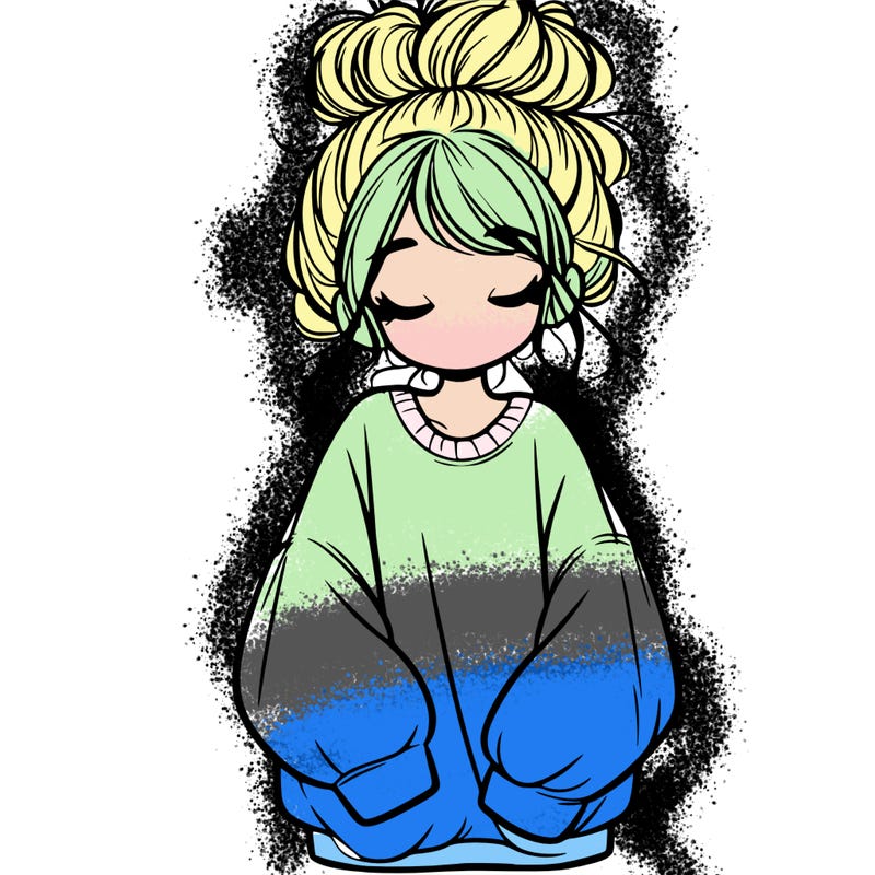 girl with baggy sweatshirt and messy bun