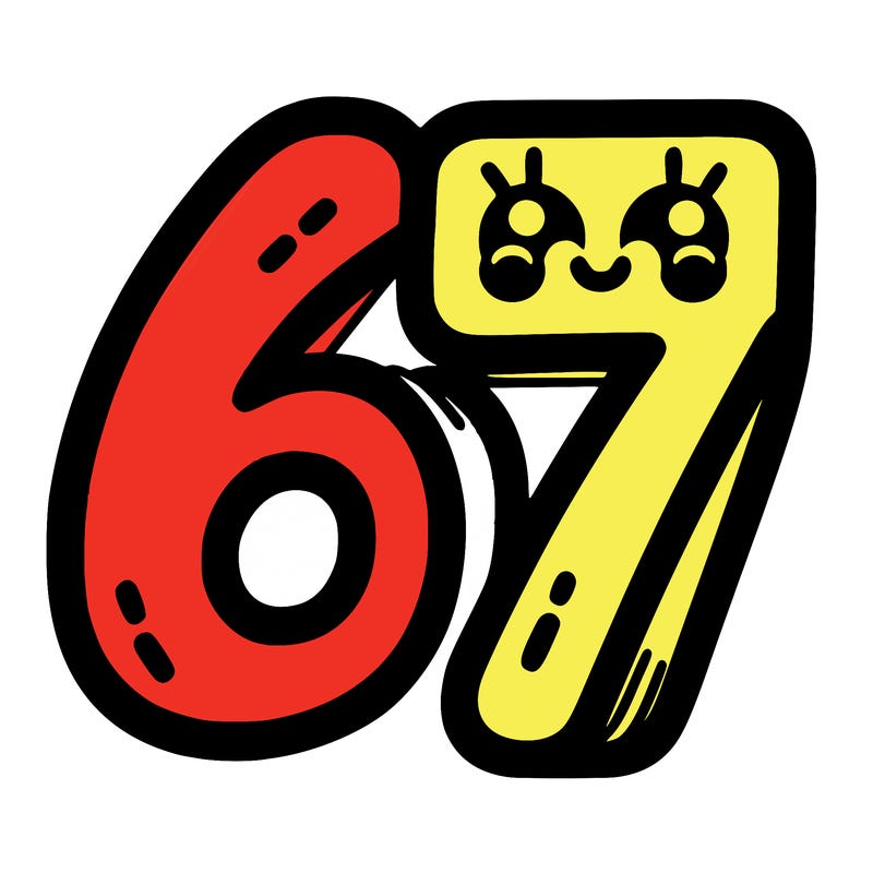 the numbers 67