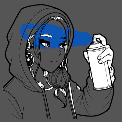 a realistic girl, spray painting