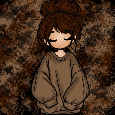 girl with baggy sweatshirt and messy bun