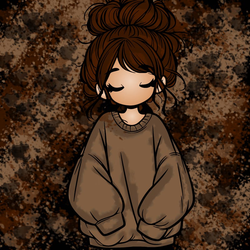 girl with baggy sweatshirt and messy bun