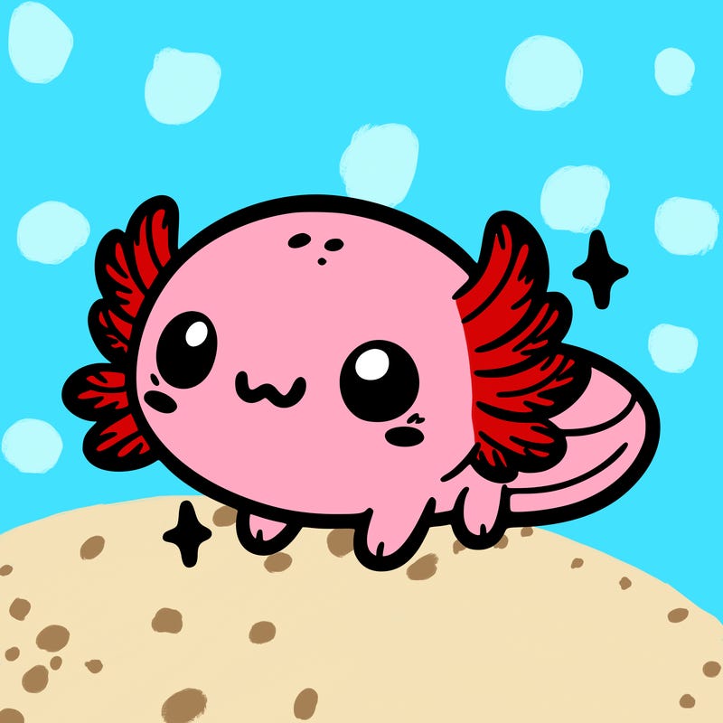 cute easy baby axolotl
