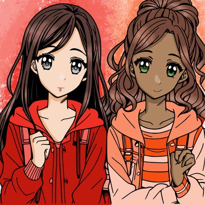 two teenager girls manga