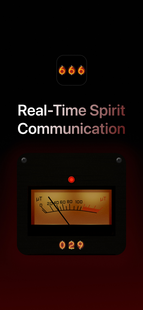 Void: Necrometer & Ghost Tube - Uma captura de tela do aplicativo Void mostrando um medidor estilo EMF para comunicação de espíritos em tempo real