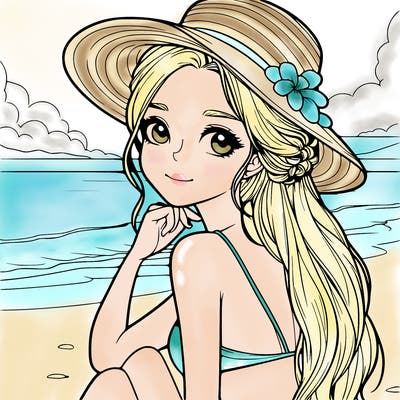 realistic girl at the beach