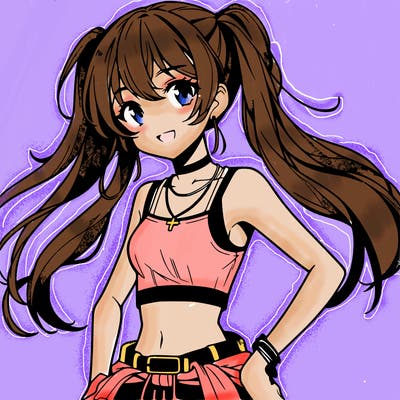 anime girl wearing crop top
