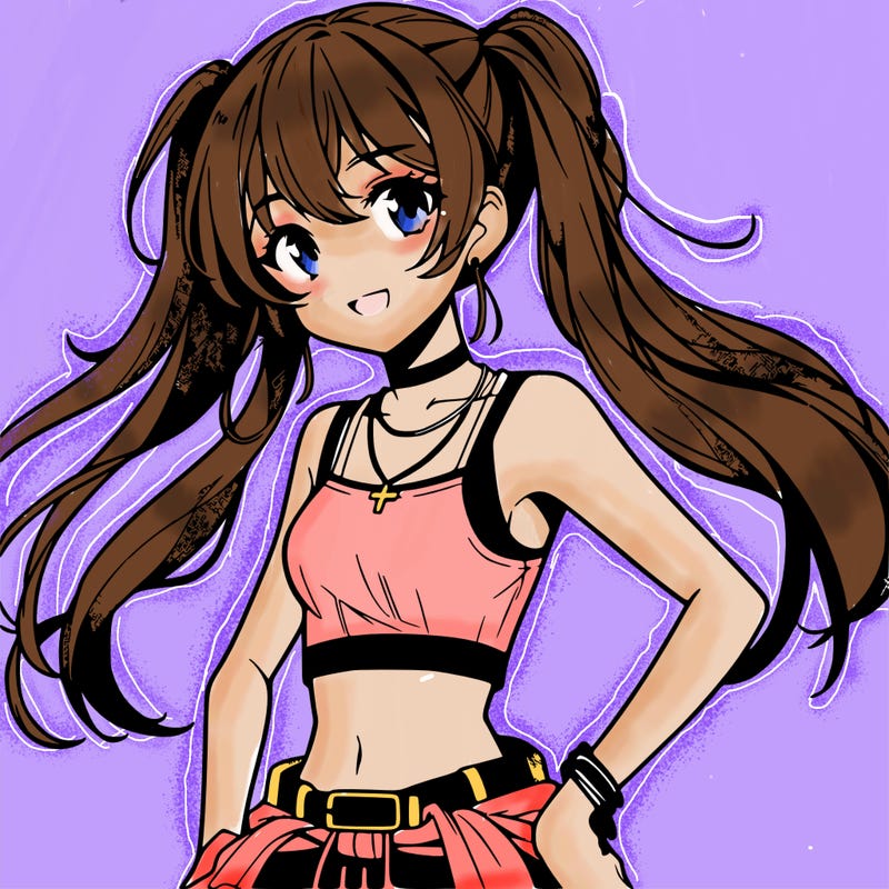 anime girl wearing crop top