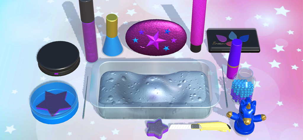 Makeup Slime Game! Relaxation - Una estación de trabajo digital para hacer slime con maquillaje, incluyendo paletas y labiales