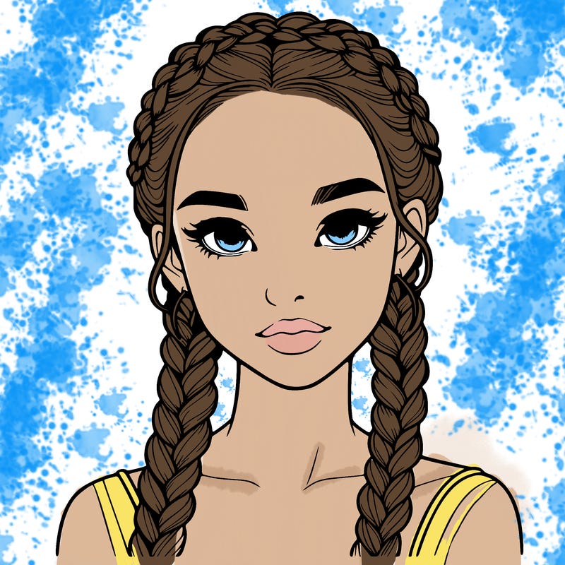 realistic girl with braids
