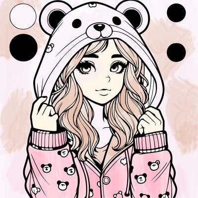realistic girl in a animal pjs hoodie