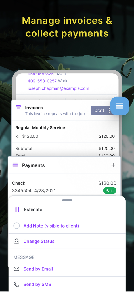 GorillaDesk - GorillaDesk app interface for managing invoices and collecting payments for field service businesses