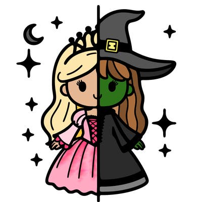 split princess and witch