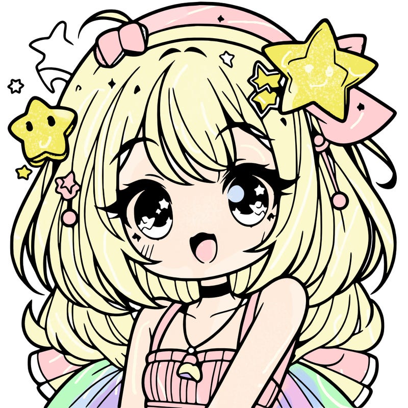 cute anime girl with star accessories