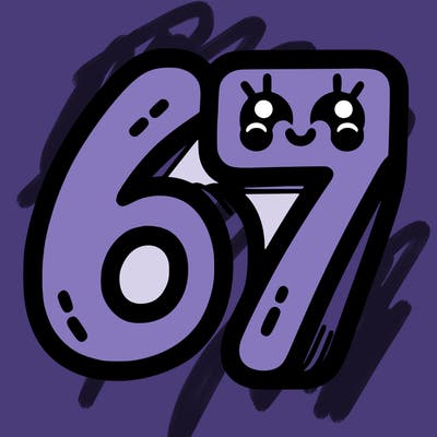 the numbers 67
