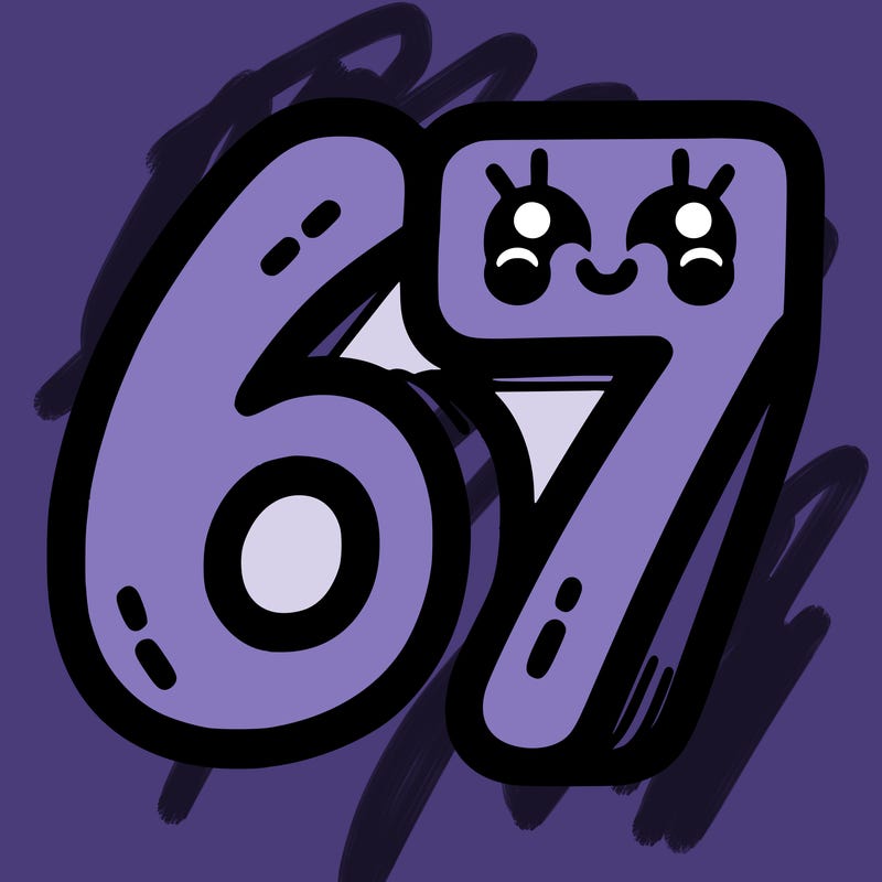 the numbers 67