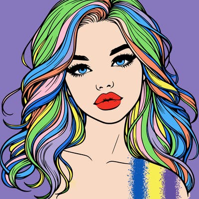 realistic girl with hair and lips