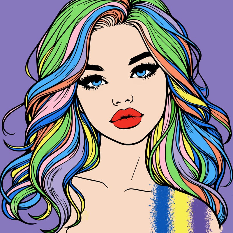 realistic girl with hair and lips