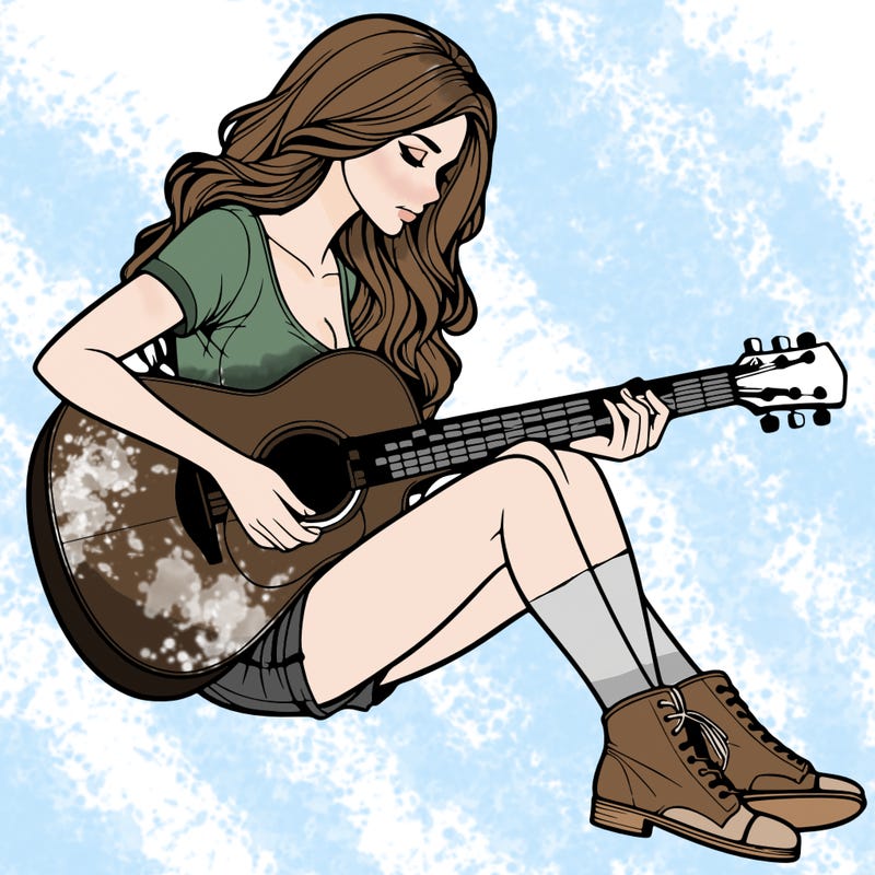realistic woman play guitar
