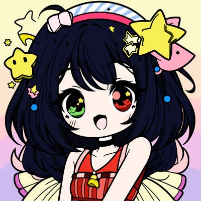 cute anime girl with star accessories