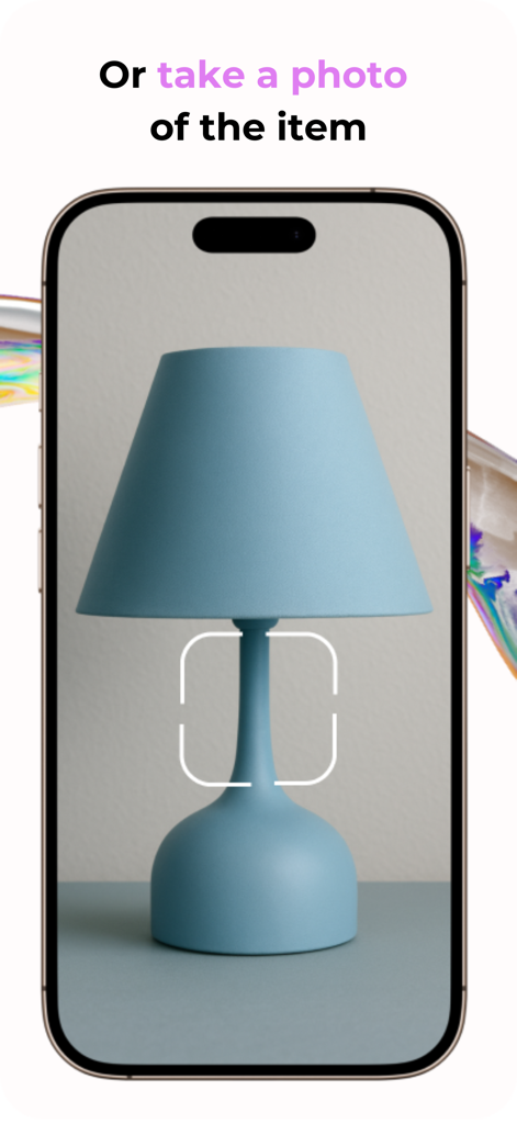 Smartphone camera searching for a blue lamp in the LOOKALIKE app