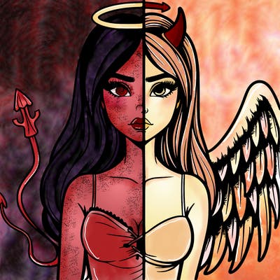 devil vs angel realistic girl