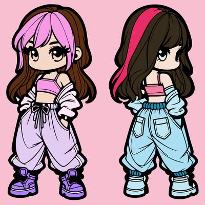 girl in crop top and baggy pants