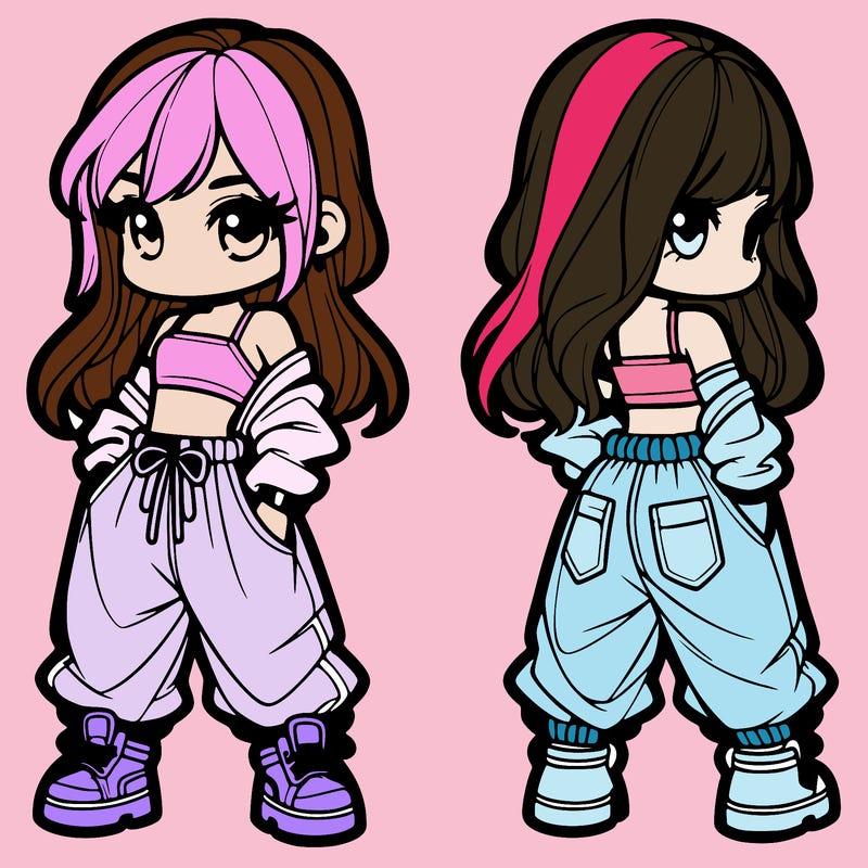 girl in crop top and baggy pants