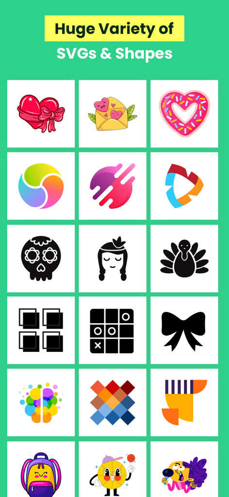Designs For Cricut Space - A grid display of various SVG designs and shapes for crafting and DIY projects.