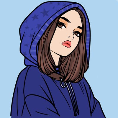 a realistic girl in a hoodie
