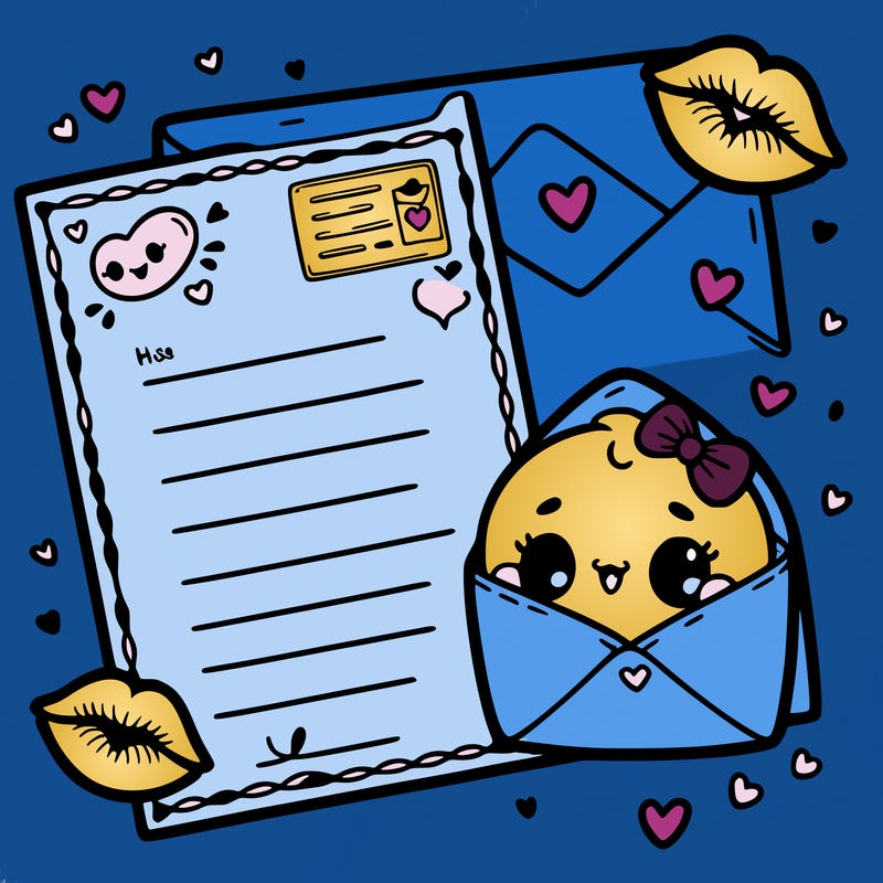 letter card, and kisses, for valentine day