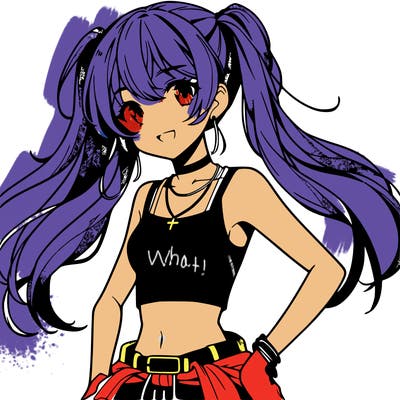 anime girl wearing crop top