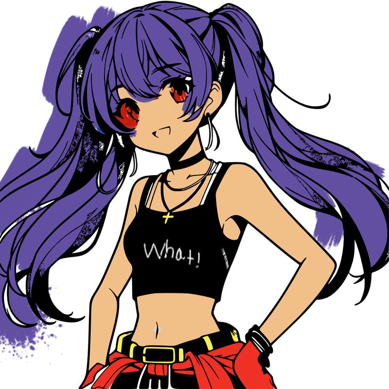 anime girl wearing crop top