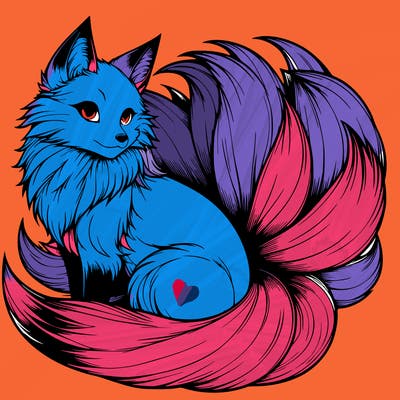 realistic detailed 9 tailed anime fox