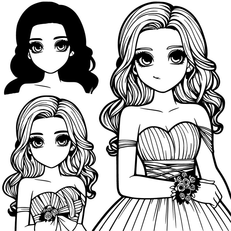 realistic girl with prom dress