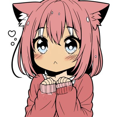 shy anime catgirl