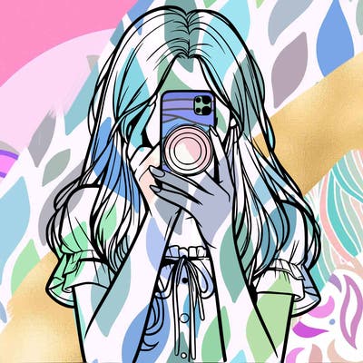 a realistic girl holding her phone taking pictures