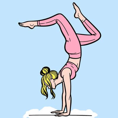 a woman doing a handstand
