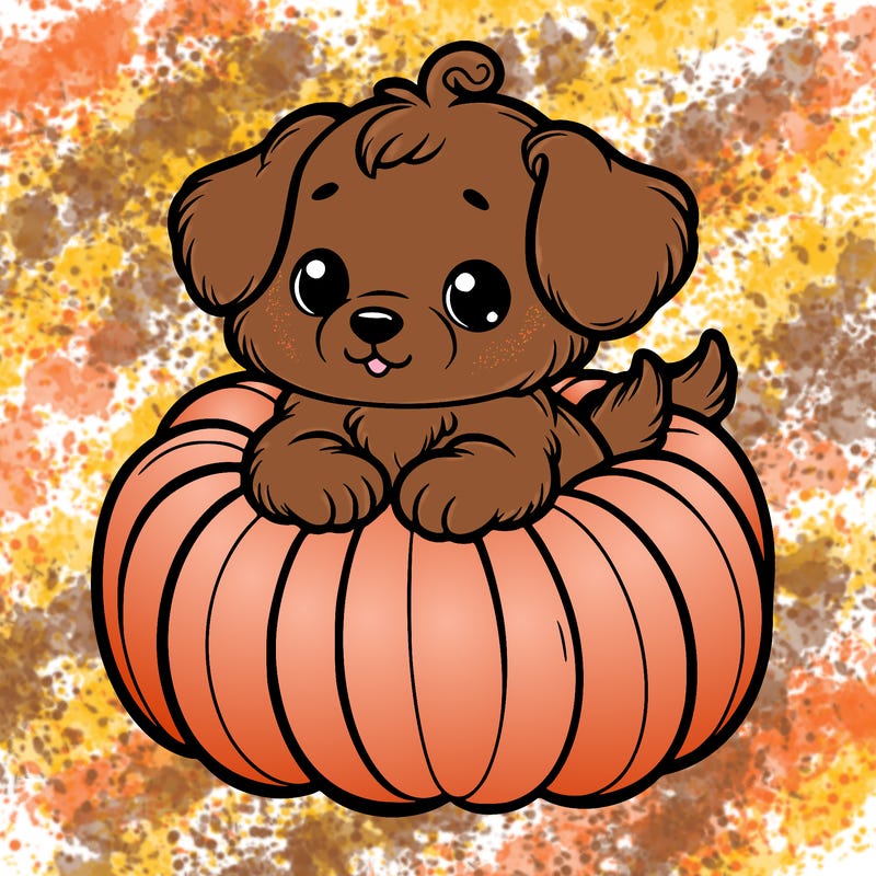 cute little puppy in a pumpkin