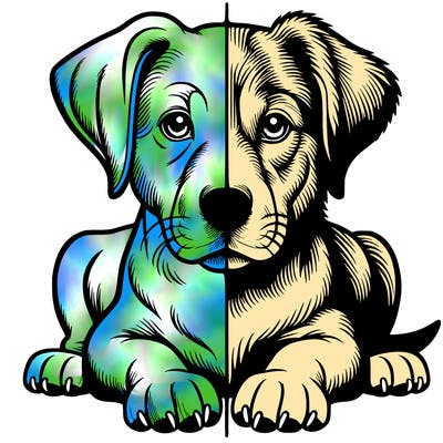 realistic dog split picture