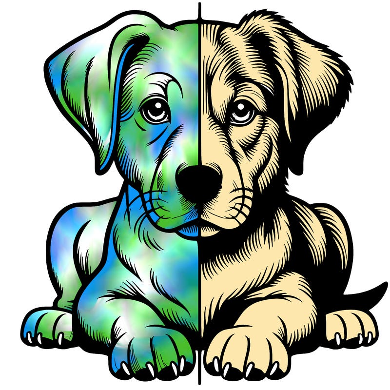 realistic dog split picture