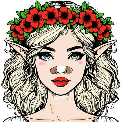 realistic female elf with flower crown