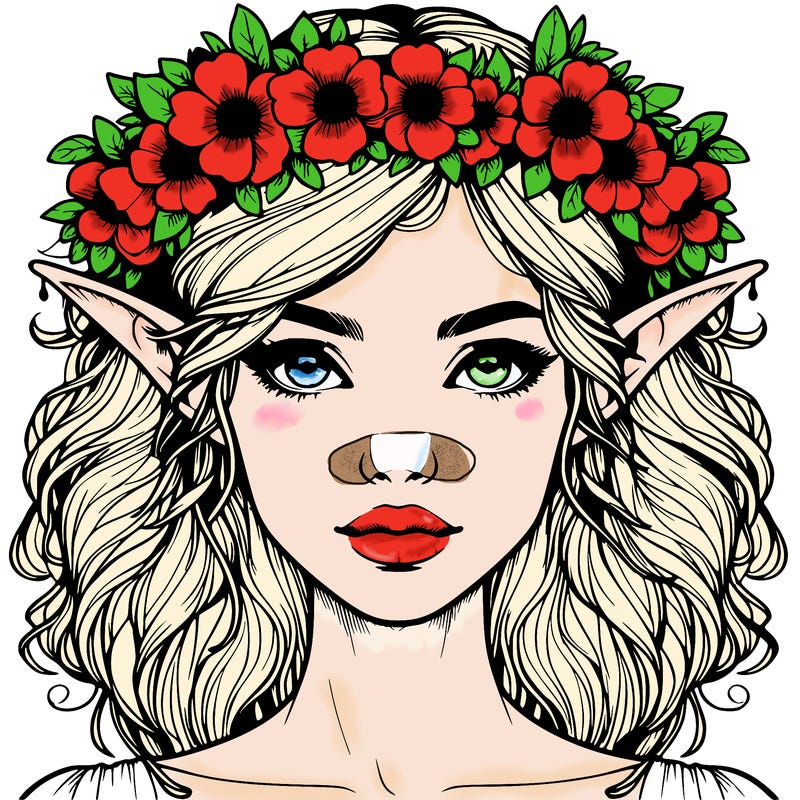 realistic female elf with flower crown